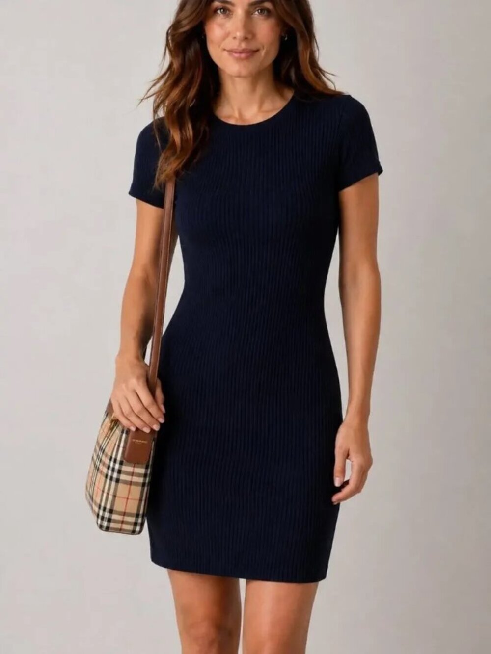 NWT - Theory Tiny Tee Ribbed Dress Midnight Navy